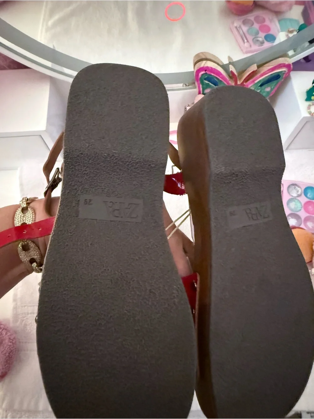 Zara Kids Red Patent Platform Sandals